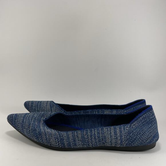 Rothy’s The Point Pointed Toe Flats Womens Size 9.5 Blue Indigo Heather Rothys - Picture 3 of 9